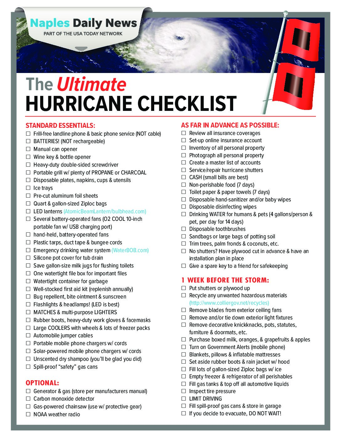 Hurricane Preparedness Checklist Printable